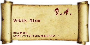 Vrbik Alex névjegykártya